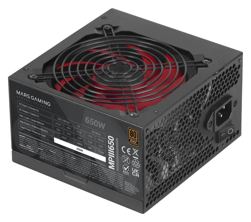 Mars Gaming MPIII650 Fuente ATX 650W 80 Plus Bronze 5 Años Garantía Negro