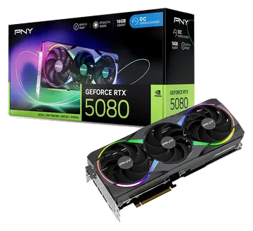 PNY Tarjeta Gráfica GeForce RTX 5080 16GB ARGB OC Triple Fan DLSS 4