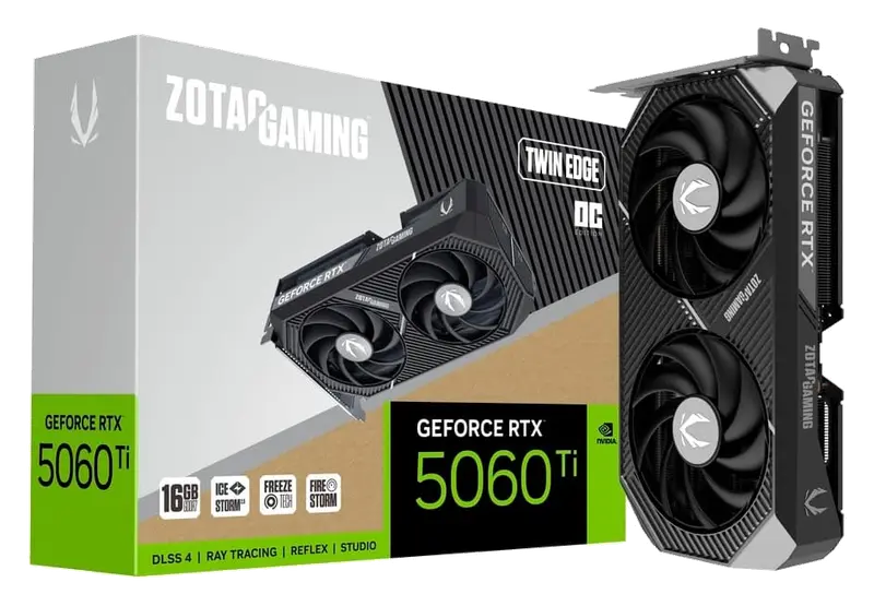 ZOTAC VGA RTX 5060TI 16 GB Twin Edge OC GDDR7 Tarjeta Gráfica