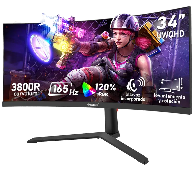 Gawfolk Monitor Curvo para Juegos de 34 Pulgadas y 165 Hz