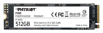 Patriot P300 M.2 PCIe Gen 3 x4 512GB SSD NVMe M.2 de bajo Consumo