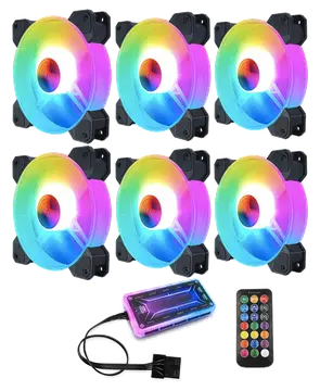 6 Piezas Ventilador de PC Rgb 120mm ABS para Caja